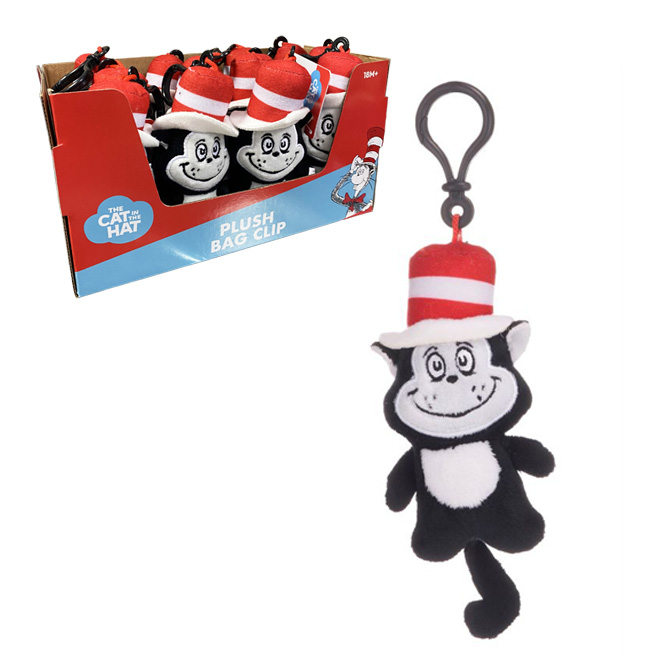 (Mis 0) THE CAT IN THE HAT Portachiavi Peluche 12cm c/Bagclip..x12..x72